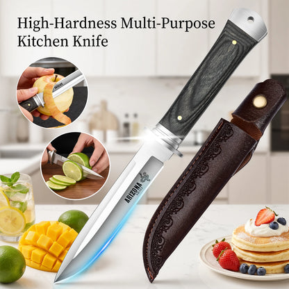 New Heavy-Duty Multi-Purpose Kitchen Knife 5Cr13 Stainless Paring Knife, Ergonomic Pakkawood Handle High-End Utility Knife Tool