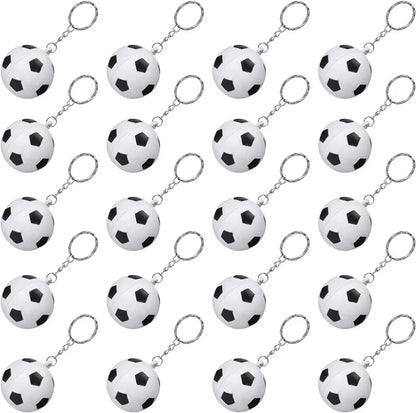 24 Pack White Soccer Keychains Accessory Mini Soccer Stress Ball Keychains,Sports Ball Keychains,School Carnival Reward for Kids