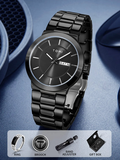TOMI Luxury Business Men's Watch Gift Box Set Lapel Box Trendy Simple Multi-functional Quartz Watch Men's Watch Christmas