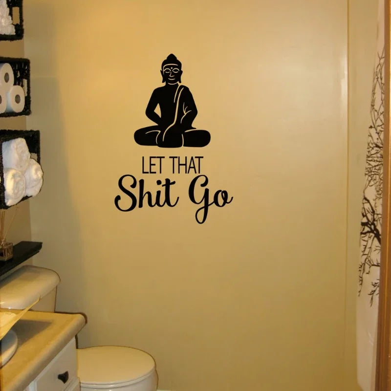 1pc Meditation Room Wall Decals Quote Buddha Religious Yoga Wall Art Vinyl Hippie Bathroom Sticker Decor 19.68×13.78In