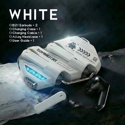 Zombies Cat Real Time Ai Translator Headphone Alloy Mecha Bluetooth 6.0 Earphone Immersive Stereo TWS Wireless Earbuds with APP