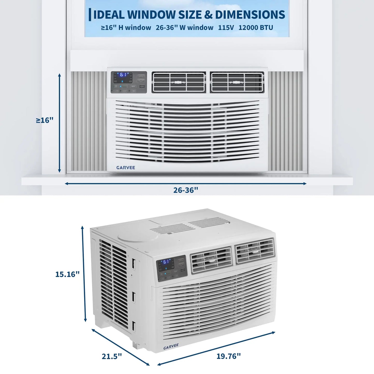 Klimatyzator okienny 12000 BTU chłodzi powierzchnię 51 m², cichy klimatyzator z pilotem, automatycznym chłodzeniem i funkcją oszczędzania energii do sypialni i biura