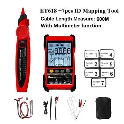 TOOLTOP Tester kabli sieciowych Multimetr Śledzenie kabli LAN Test POE Pomiar długości 400M/600M Regulowana czułość Szukacz kabli