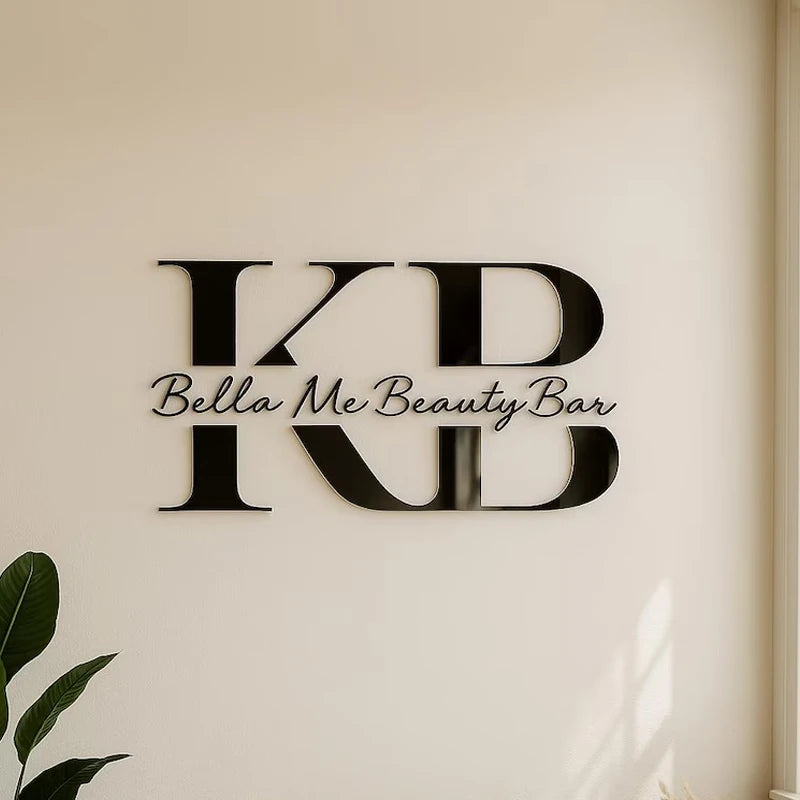 Custom Logo Wall Sign 3D Laser Cut Beauty Salon Sign, Business Signboard Personalized Logo Sign Company Logo For Wall Decoration