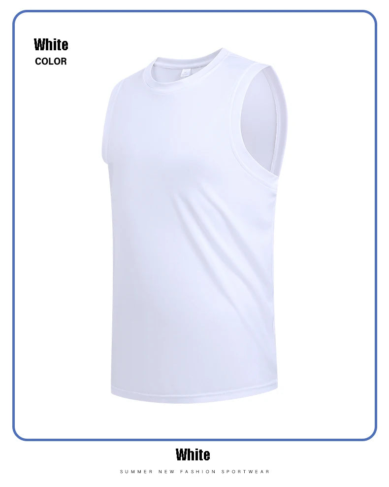 Men's New Large Size Breathable Ice Silk Quick Dry Sleeveless Vest Round Neck Casual Running Fitness M-8xl Summer Sports T-Shirt