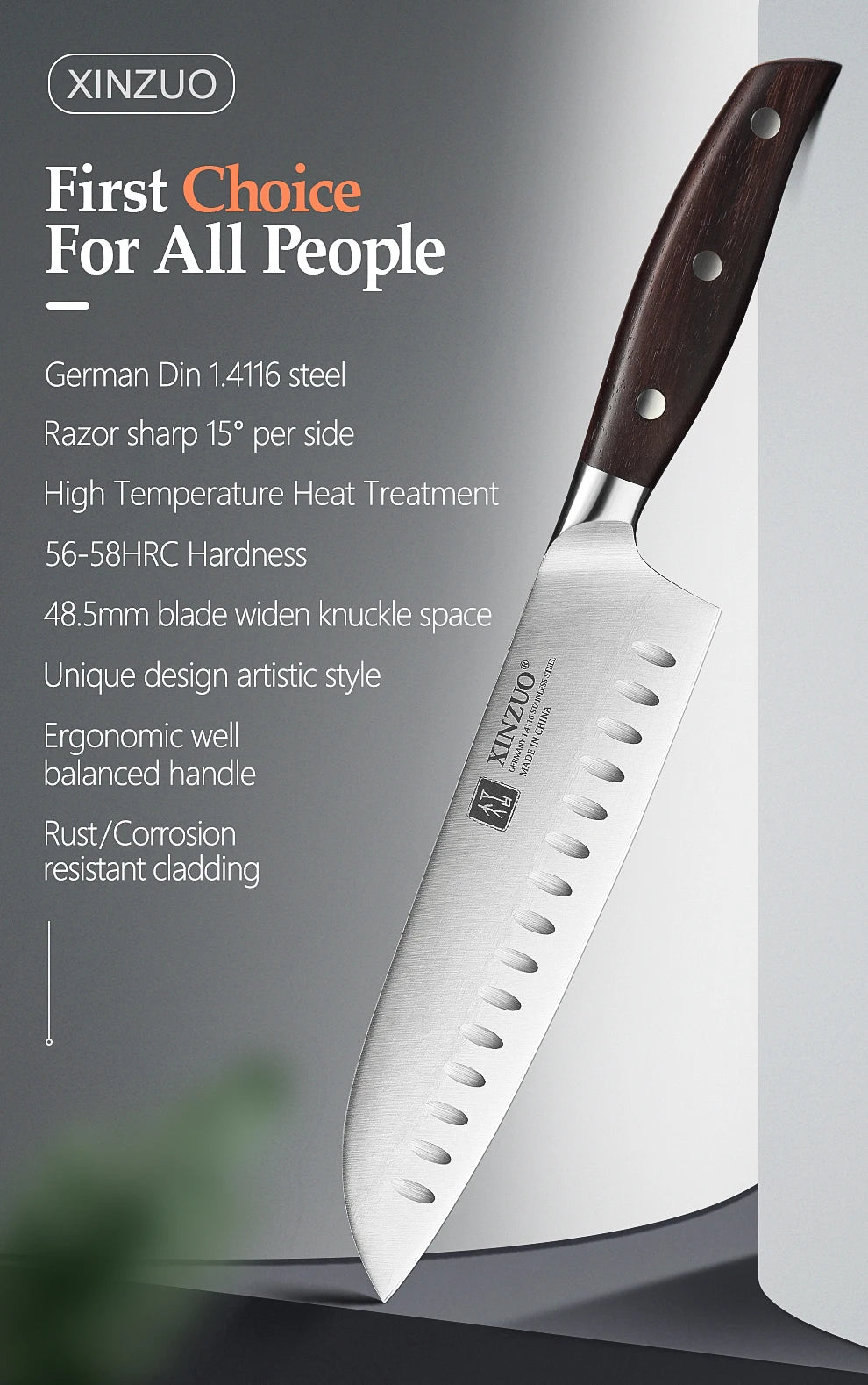 XINZUO 1-5PCS High Quality 3.5+5+8+8+8"  Paring Utility Cleaver Chef Knife Germany 1.4116 Stainless Steel Kitchen Knife Sets