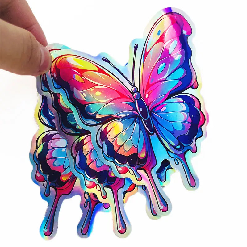 150pcs Customized Holographic Stickers Cutout Vinyl Personalized Party Labels Decal Custom Wedding Business Logo Motor Stickers