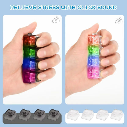 4-Button Light Up Keyboard Keychain Clickable LED Button Fidget Toys with Lights for Stress Relief Anxiety People Desk Accessory