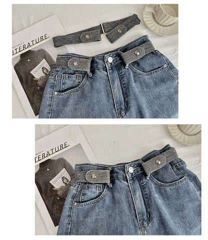 Elastic Adjustable Invisible Waist Belt Canvas Buckle-free Belt For Women Men No Buckle Easy Wear For Jeans Pants Dress