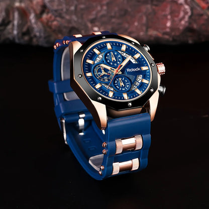 Four piece fashionable men's watch set, business casual men's bracelet, cross necklace, luxury watch