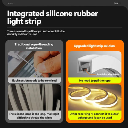 LED flexible silicone light strip embedded 24V waterproof tubing linear lamp concealed installation flexible soft light strip