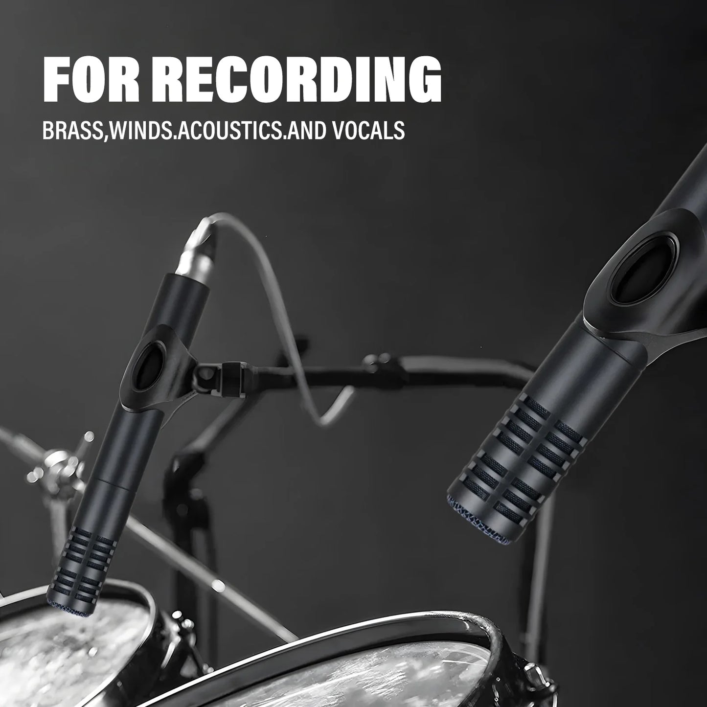 Condenser Instrument Microphone Drum Shaped Instrument Megaphone With Clamp Mount Cardioid Mic for Stage Performance