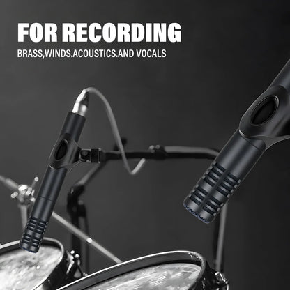 Condenser Instrument Microphone Drum Shaped Instrument Megaphone With Clamp Mount Cardioid Mic for Stage Performance