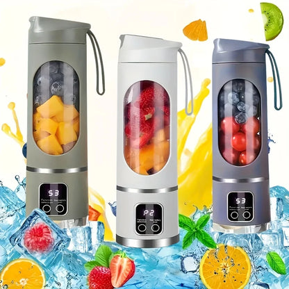 1 Small Portable Blender and Juicer - Rechargeable via USB, Personal Wireless Blender with Stainless Steel Blades