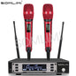 SOMLIMI 135G4 UHF Dual Channels Profession Wireless Microphone System Stage Performance Dynamic Long Distance Metal Handheld