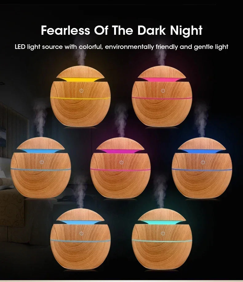Woodgrain USB Essential Oil Diffuser Mini Ultrasonic Aromatherapy Humidifier Portable Desktop Air Mist Maker For Home Office