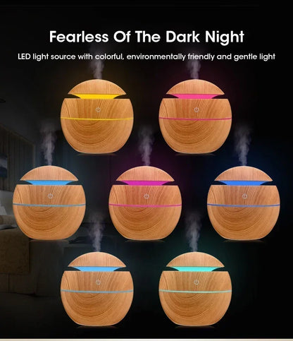 Woodgrain USB Essential Oil Diffuser Mini Ultrasonic Aromatherapy Humidifier Portable Desktop Air Mist Maker For Home Office