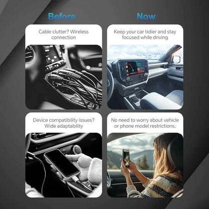 Wireless Carplay Android Auto Adapter 2 in1 Mini Car AI Box AI Smart Box For Audi Toyota Mazda Nissan Kia Ford Opel Skoda