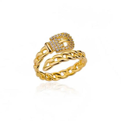 Blue Zircon Crown Rings For Women Stainless Steel Gold Color Adjustable Crown Ring 2026 Trend Design Female Wedding Jewerly Gift