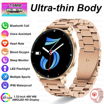 7.6MM Smart Watch 1.32'' AMOLED HD Screen Men Women Sports Watches LED Flashlight BT Call Heart Rate Health Care Smartwatch 2026