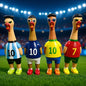 Football star jerseys screaming chicken toys, funny squeezers, decompression toys for World Cup parties.