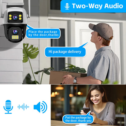 V380Pro 8MP 4G WiFi Dual Lens Dual Screen PTZ Camera IP66 Waterproof Human Detection Security Cam