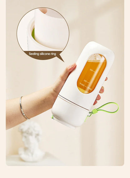 Portable Electric Juicer Cup 350mL for Smoothies Shaved Ice Juices12 Blade Stainless Steel Blender with Wireless Charging