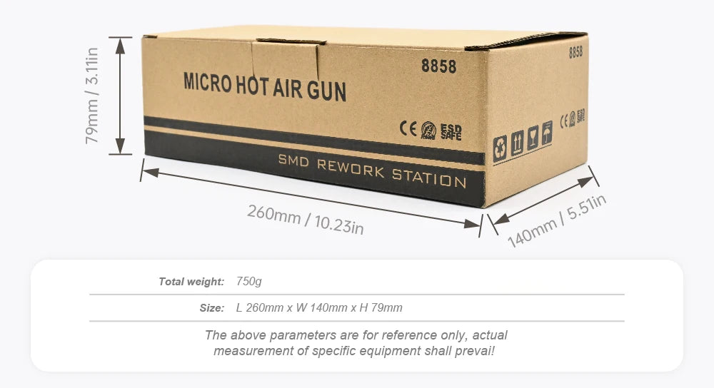 JCD 8858 Mikropistolet na gorące powietrze 750W Stacja lutownicza do poprawek LCD Cyfrowa suszarka do włosów do lutowania 110V Opalarka Narzędzia do naprawy spawalniczej
