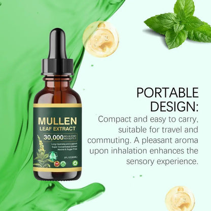 30000mg Mullein Leaf Herbal Drops, Lung Detox Cleansing Formula, Fast Absorption Natural Respiratory Health Maintenance