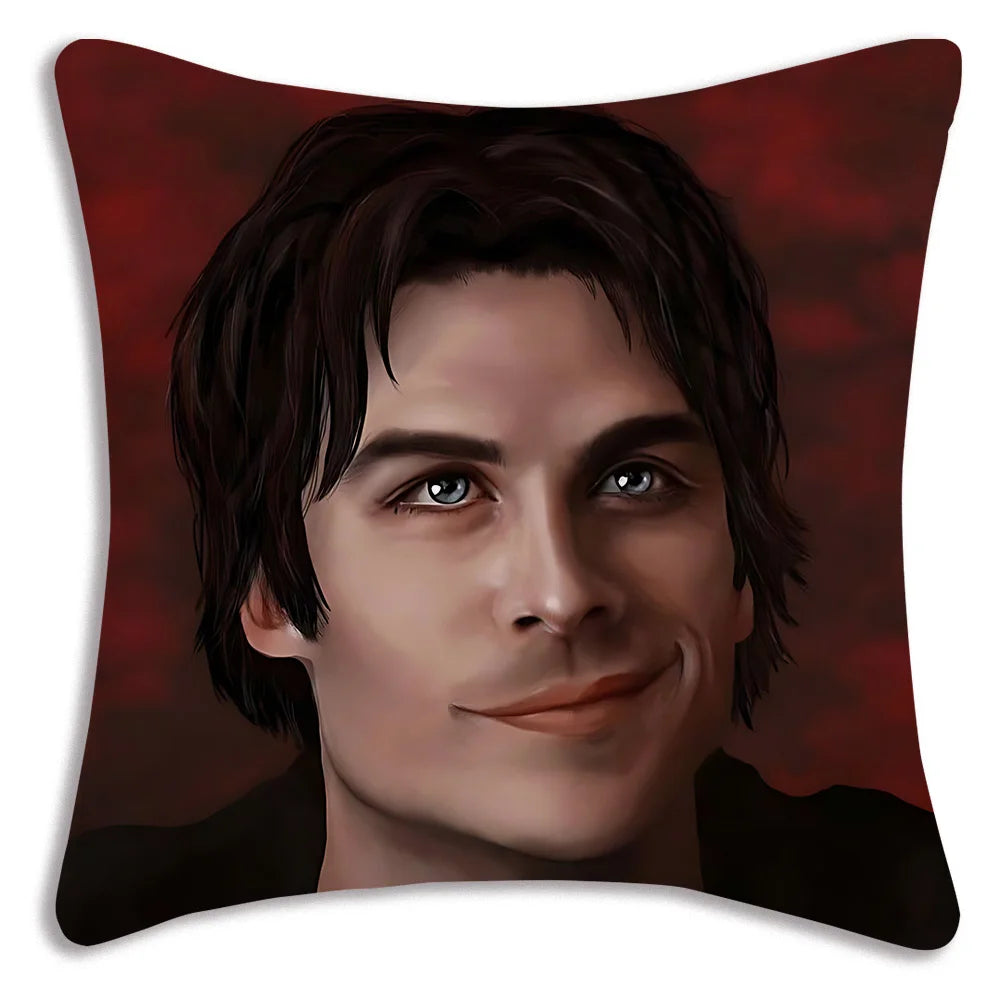 Hot American TV series Vampire Diaries Pillow Covers Sofa Decorative Home Double-sided Printing Short Plush Cute Cushion Cover