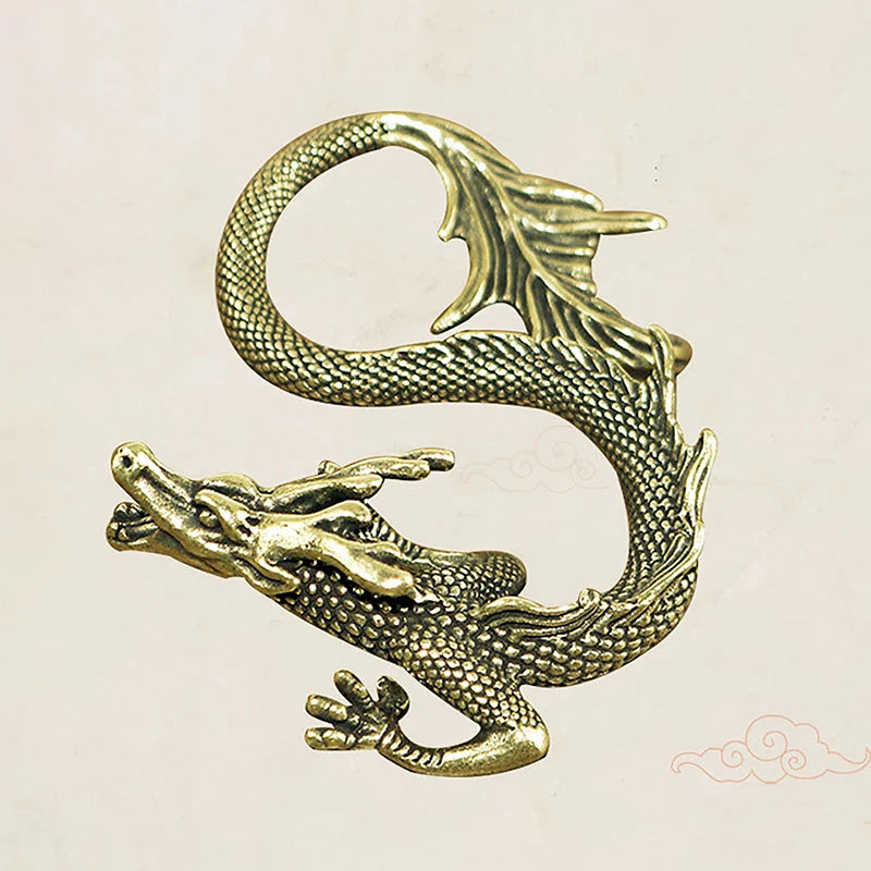 Chinese Beast Dragon Statue Bronze Figurine Ornaments Antique Copper Mythical Animal Miniature Home Decoration Crafts Collection