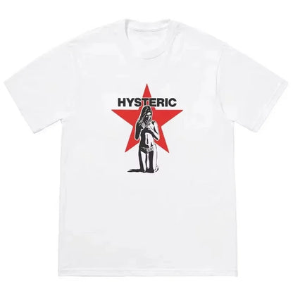 2026 Hysteric Glamour Women's T-shirt American Retro Tee Street Culture Tide Men Tshirt NicheTrend Short Sleeve Women's Clothing