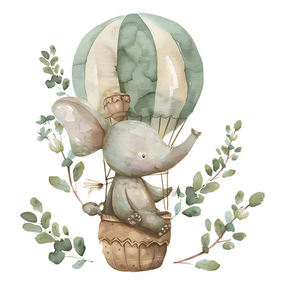 1pcs cartoon spring elephant hot air balloon children's room bedroom porch home decoration wall stickers self-adhesive