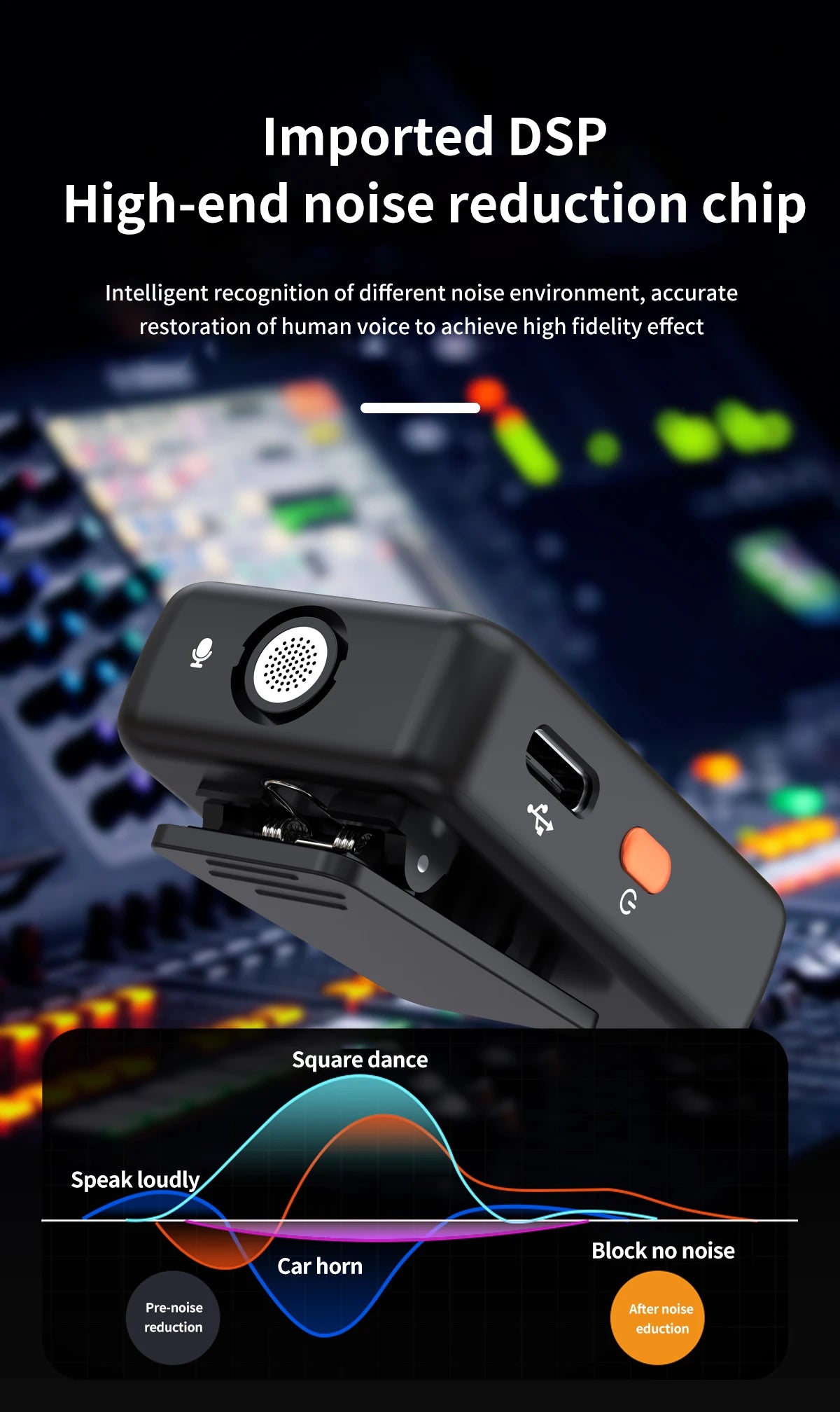Wireless Lavalier Microphone Portable Audio Video Recording Mini Mic for iPhone Android Live Broadcast Gaming Phone Mic