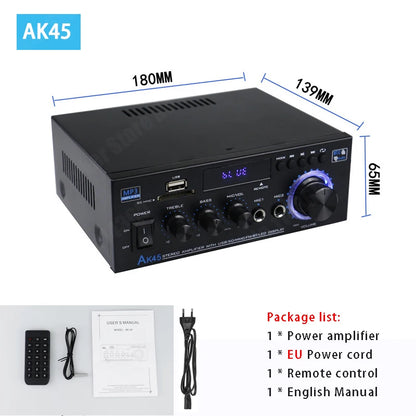 AK55/AK45/AK35 Bluetooth Digital Amplifiers 2 Channel HiFi Stereo Sound Amplifier for Home Car Karaoke FM USB AMP Remote Control