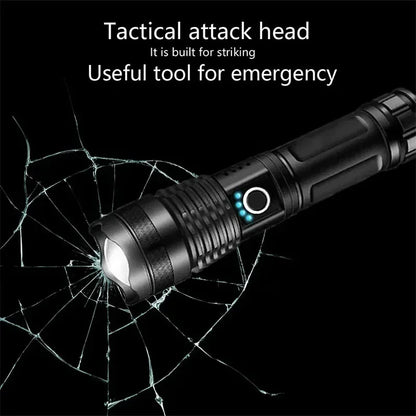90000LM High Power XHP50 Led Flashlight Rechargeable Torch Zoom Usb Hand Lantern Camping Outdoor Waterproof Emergency