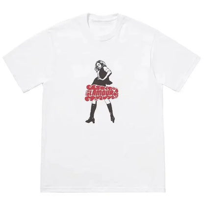 2026 Hysteric Glamour Women's T-shirt American Retro Tee Street Culture Tide Men Tshirt NicheTrend Short Sleeve Women's Clothing