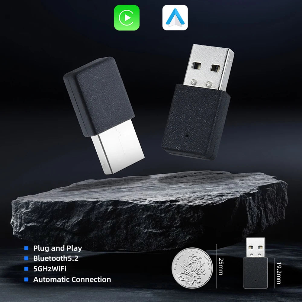 EKIY 2in1 Wireless CarPlay Adapter Wireless Android Auto Dongle AI Smart Box Car Intelligent Systems For Car With Wired CarPlay