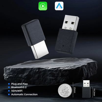 EKIY 2in1 Wireless CarPlay Adapter Wireless Android Auto Dongle AI Smart Box Car Intelligent Systems For Car With Wired CarPlay