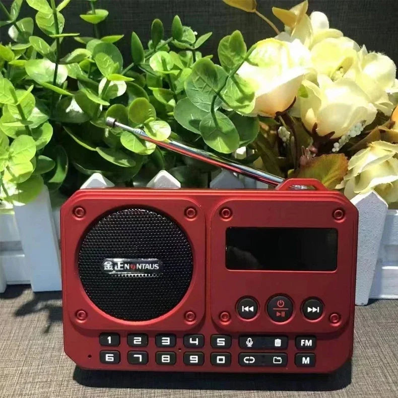 Mini Portable FM Radio Multifunctional Radios Bluetooth Speaker Recorder with LED Display Folder Switching TF Card U Disk Play