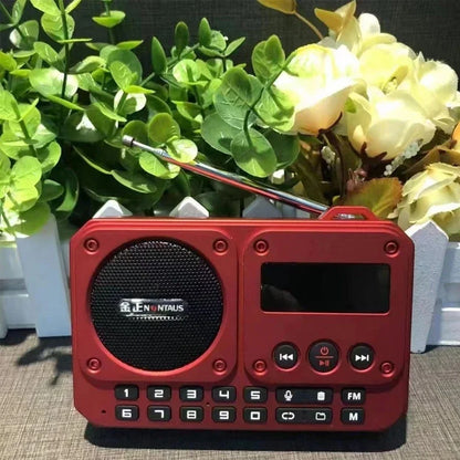 Mini Portable FM Radio Multifunctional Radios Bluetooth Speaker Recorder with LED Display Folder Switching TF Card U Disk Play