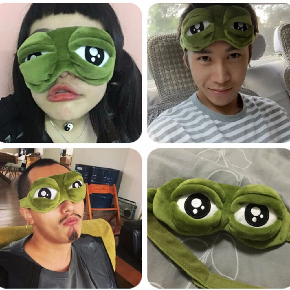 1PC Green 3D FROG Sleeping Mask Eyeshade Plush Eye Cover Travel Cartoon Eyeshade for Eye Travel Relax Sleeping Gift