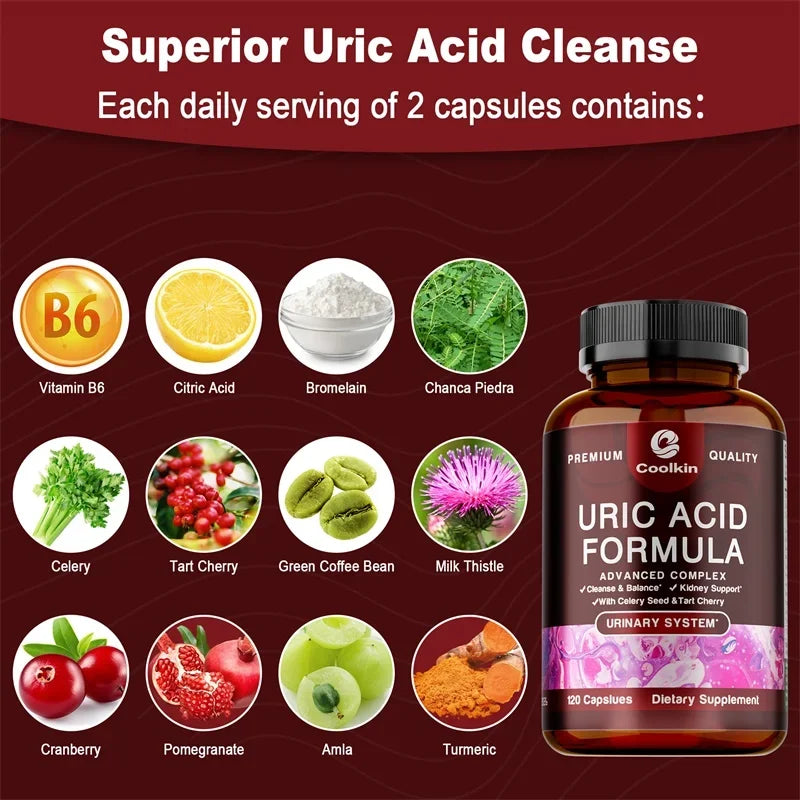 Uric Acid Cleanse Formula - Supports Uric Acid Cleansing, Joint Health, Immunity Enhancement, and Metabolism Promotion