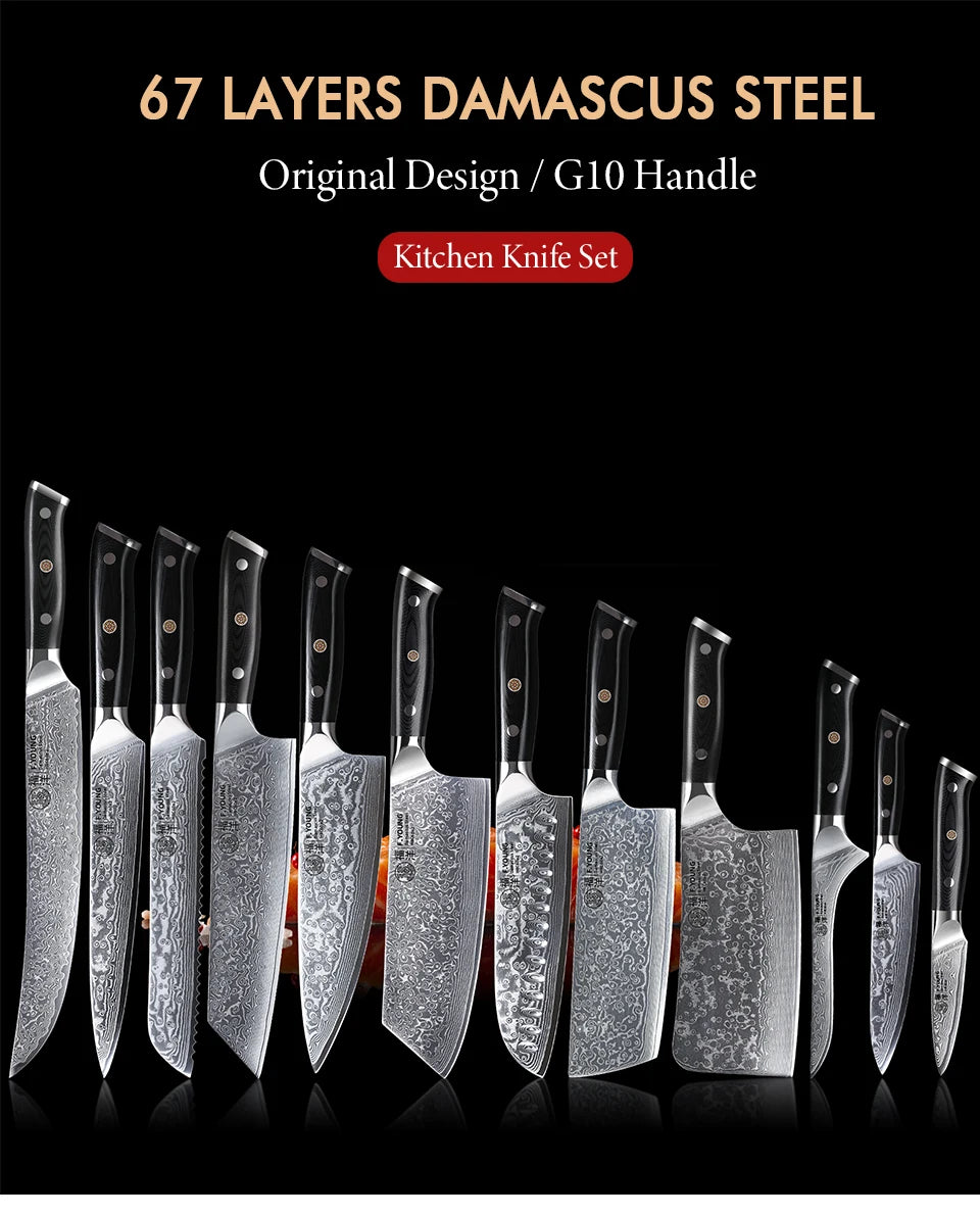 F.YOUNG Professional Kitchen Knives Damascus Steel Japanese Chef Knife Slicer Sashimi Utility Fruit Cooking Kitchenware Utensils