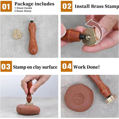 Logo Customize Clay Seal Set -22/25/30/35/40/50mm Customizable Pottery Design Craft Tool for Pottery Ceramic Custom Letter Stamp