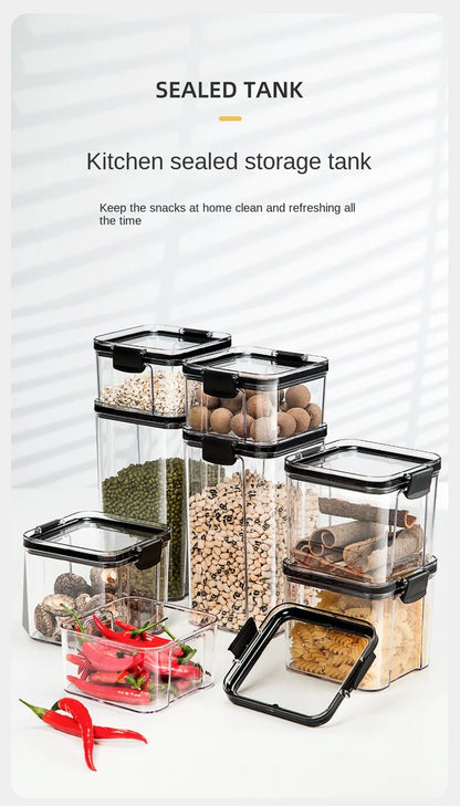 Sealed Jars Kitchen Grain Storage Organizer Large Tank Plastic Moisture-proof Storage Box Household Seasoning Jars Set 2030