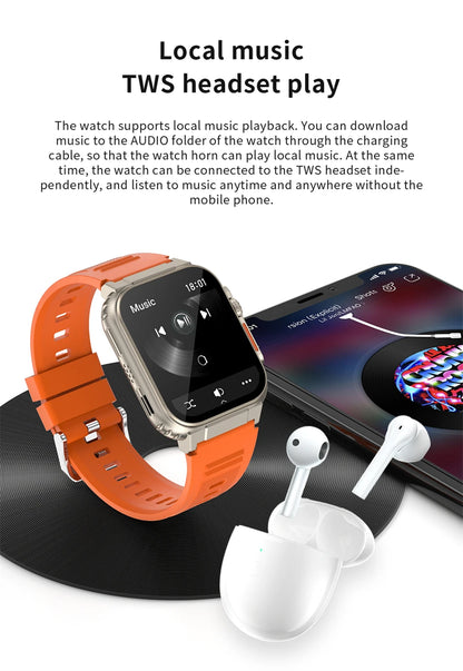 LIGE 600mAh high-Capacity Smart Watch Ultra Watch Men Bluetooth Call TWS Local Music Smartwatch Sport IP68 Waterproof Watches