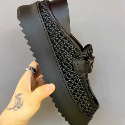 Trend Black Designer Loafers For Men Breathable Hollow out Men's Casual Shoes Comfortable Platform Slip-on Shoes Man Moccasins