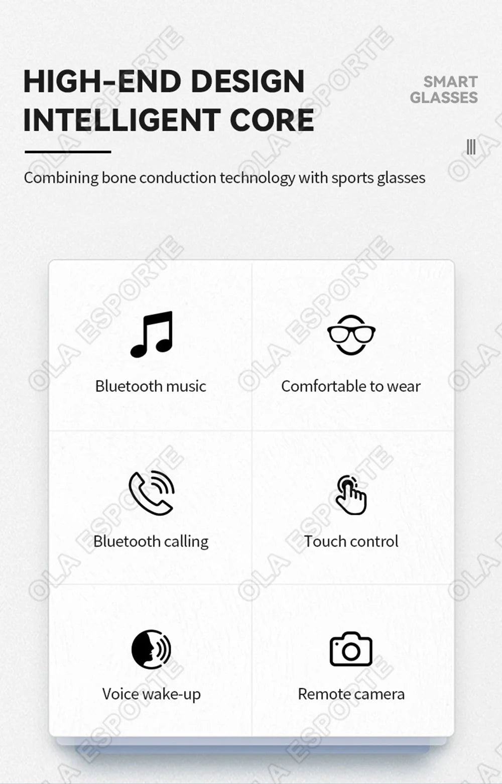 New Wireless Bluetooth Smart Sunglasses Touch Control Music Remote Camera Voice Call Built-in Voice Assistant Smart Glasses HT22