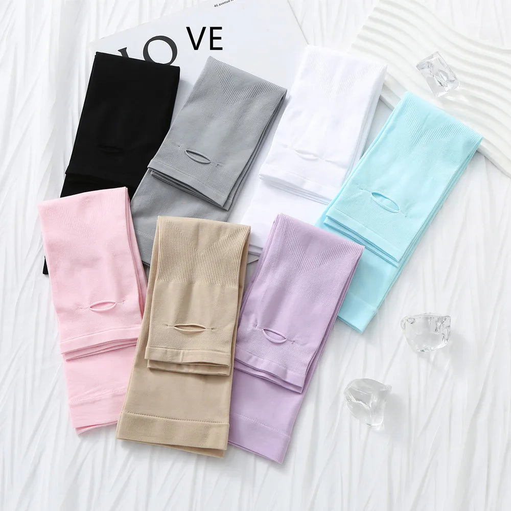 Long Gloves Sun Uv Protection Hand Protector Cover Arm Sleeves Summer Ice Silk Sunscreen Outdoor Arm Warmer Half Finger Sleeves